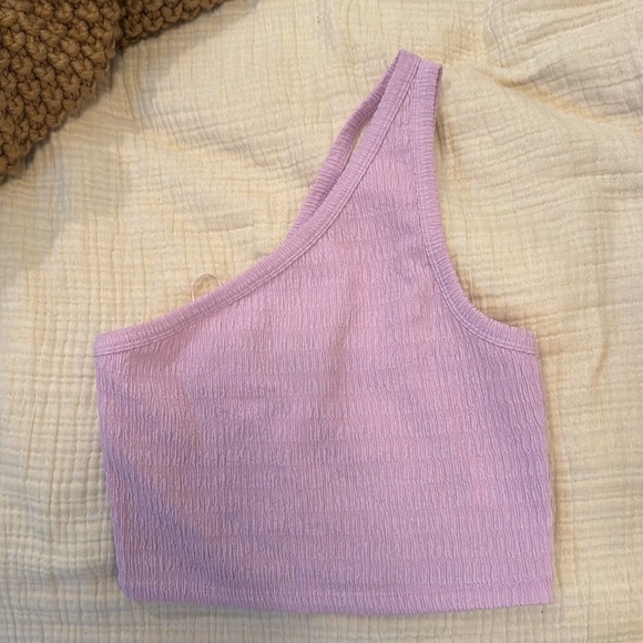 American Eagle Peplum Crop-Top one shoulder lavender - Picture 1 of 4